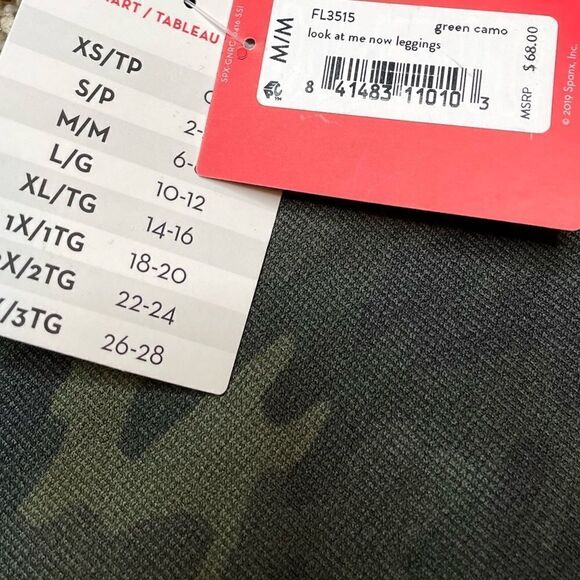 NWT SPANX Look at Me Now Green Camo Leggings Size Medium - Picture 9 of 9